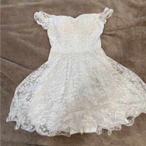 Windsor White Lace Off-Shoulder Mini Dress